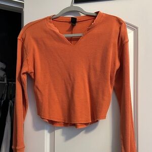 Wild Fable Orange Ribbed Long Sleeve Top